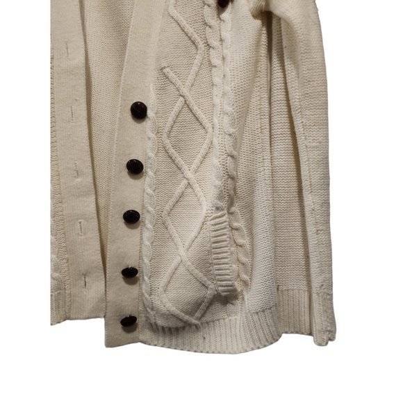 Ivory knit cardigan with brown buttons - Picture 3 of 3